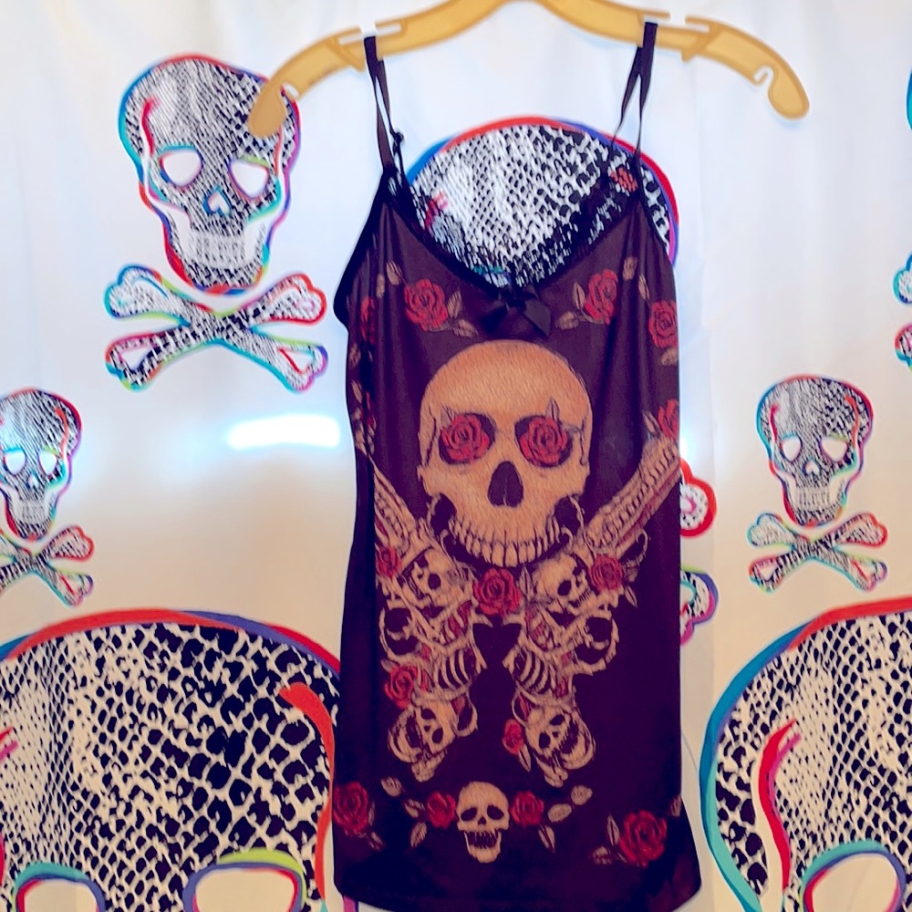 Jawbreaker skull tank top with lace back